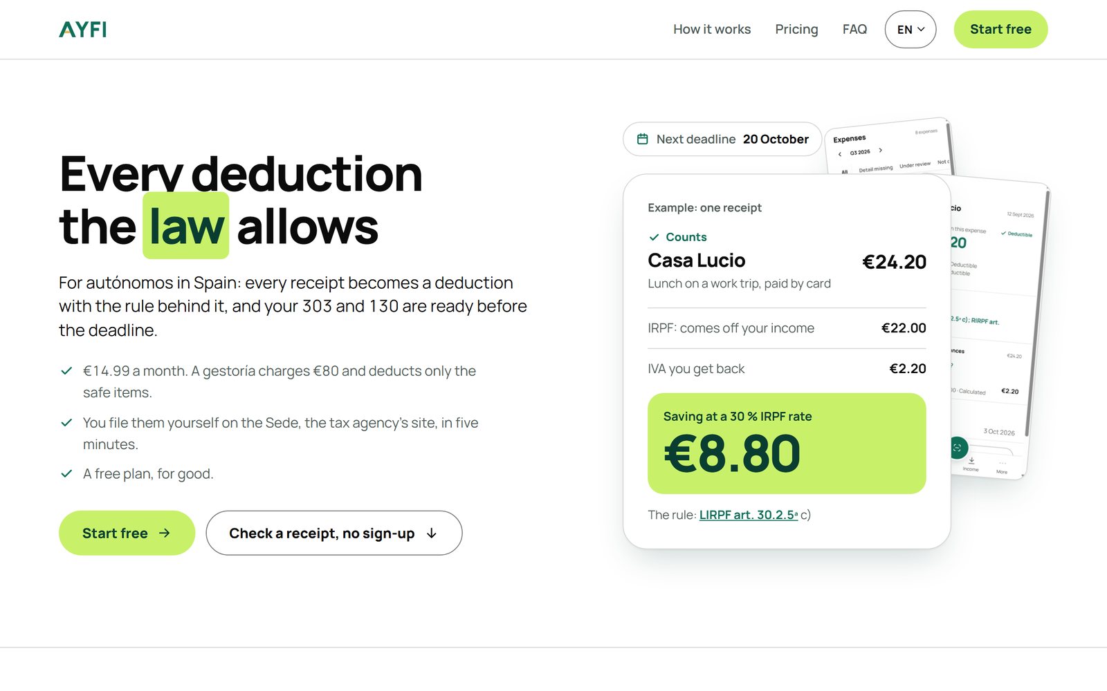 AYFI - impuestos para autónomos en España
